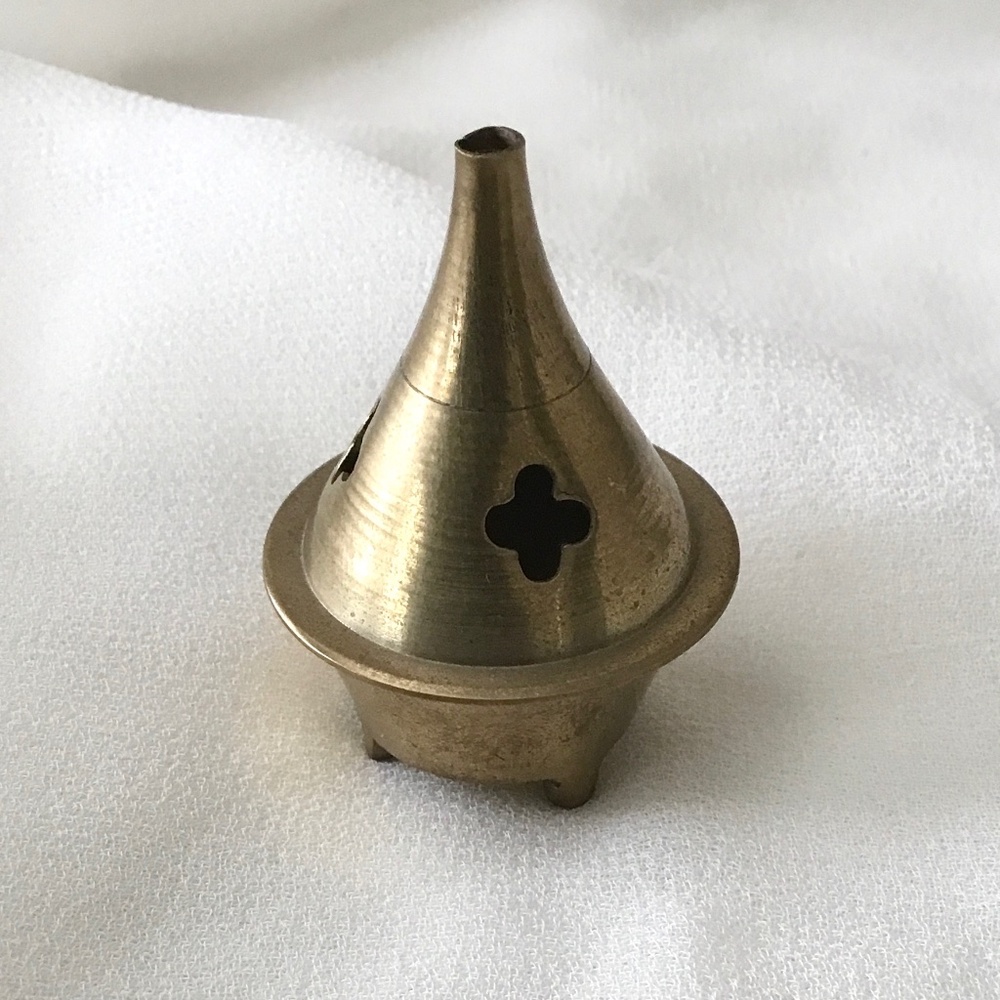{SOLD} Vintage Small Brass Incense Holder